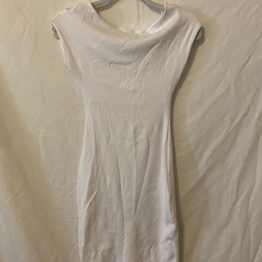 Zara White Sheath Mini Dress with Cowl Neck